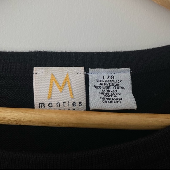 Mantles Wool Blend Scoop Neck Sequins Accent Tank Top Black Size Large - Picture 5 of 7